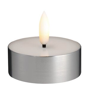 Moods & More Värmeljus LED 6,3x2,5 cm silver/vit