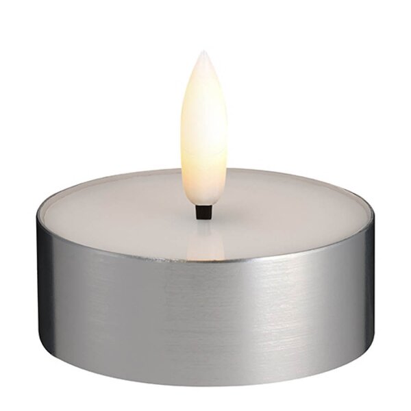 Moods & More Värmeljus LED 6,3x2,5 cm silver/vit