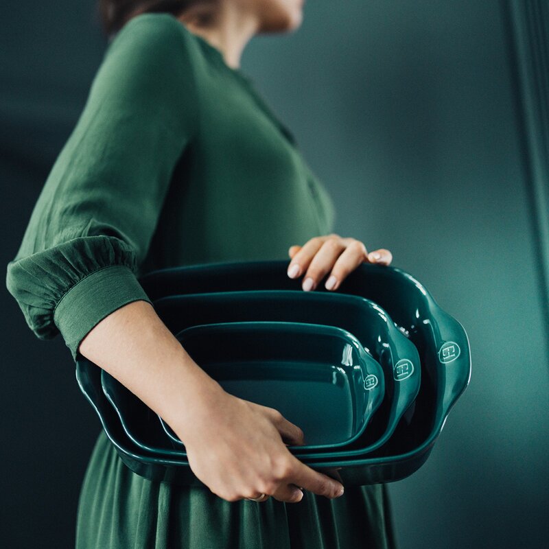 Emile Henry Ugnsform rektangulär 42,5 cm 4 L petrol