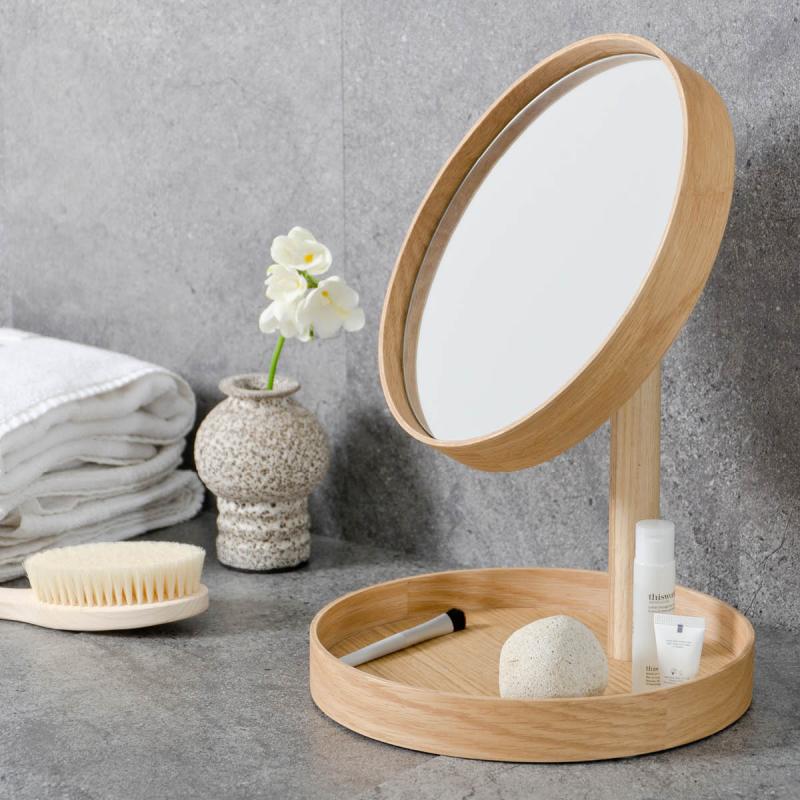 Wireworks Magnify Mirror Bordsspegel med bricka 25 cm Ek