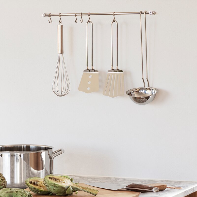 Eva Solo Köksstång med 6 st s-krokar rostfritt stål