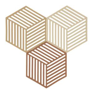 Zone Hexagon Grytunderlägg 3-pack 16 cm Khaki/Warm sand/Almond