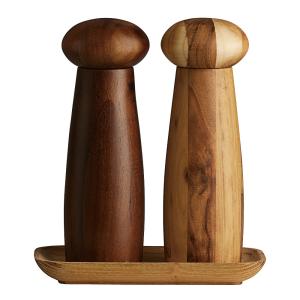 Aida Raw Teak Keramisk Kvarnset med Bricka 3 delar Blandat Teak