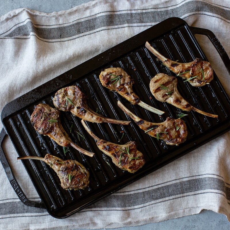 Lodge Cast Iron Chef Collection dubbelsidig gjutjärnsplatta 25x50 cm