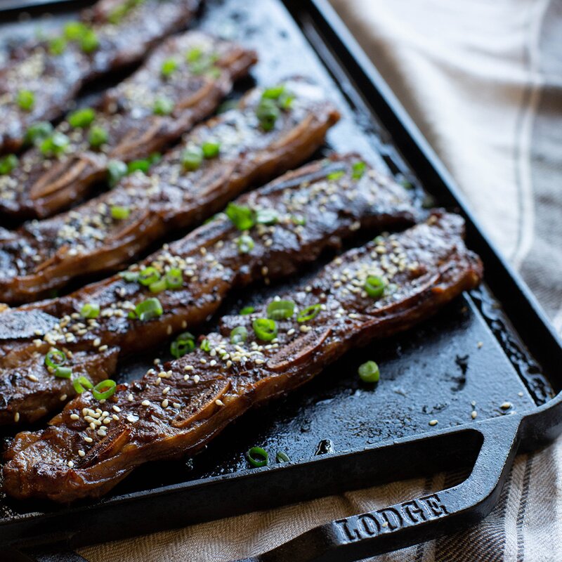 Lodge Cast Iron Chef Collection dubbelsidig gjutjärnsplatta 25x50 cm