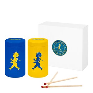 SOLSTICKAN Tändsticksrör Presentförpackning 2-pack Gul & Blå