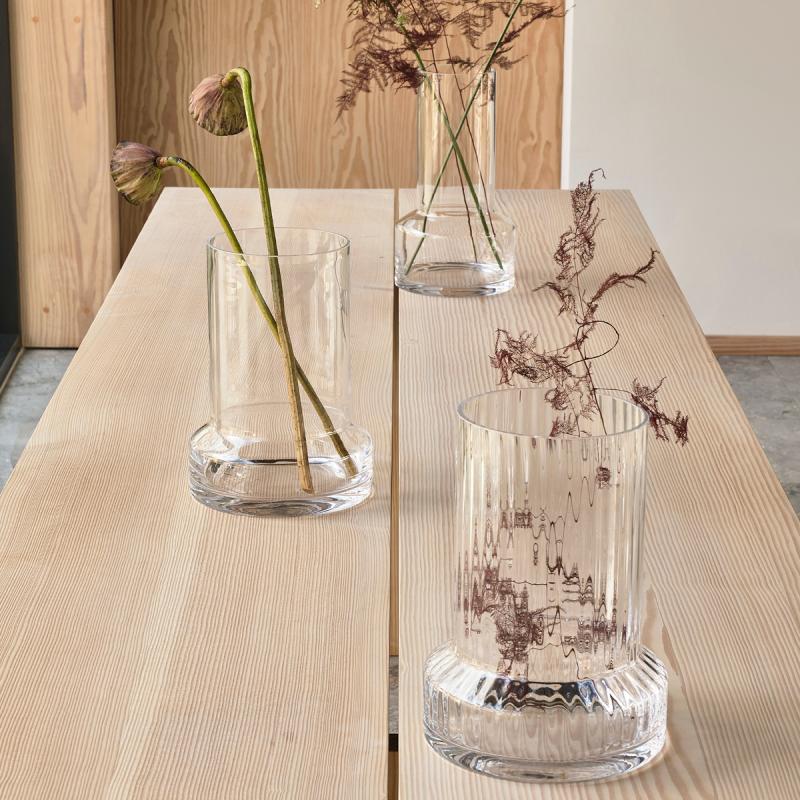 Villa Collection, Hvils Vas med räfflor 29 cm Klar - Kitch'n