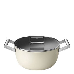 SMEG gryta 24 cm 5,4 L keramisk creme