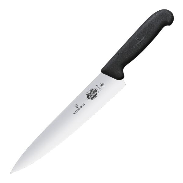 Fibrox Kockkniv med tandad egg 22 cm Svart
