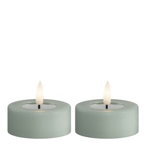 DeluxeHomeart LED jumbo värmeljus 6,1 x 4,5 cm 2-pack salviagrön