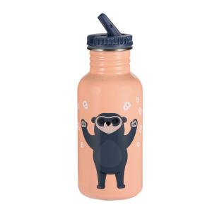 Blafre Brillebjörn stålflaska med fällbar drickpip 500 ml ljus korall