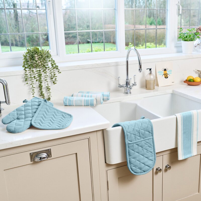 Dexam Love Colour randig kökshandduk 70x45 cm ljusblå