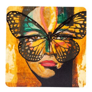 Carolina Gynning Glasunderlägg 9 cm golden butterfly