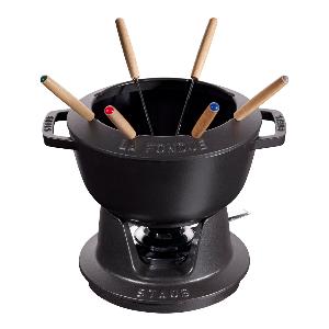 Staub Fondueset 2,35 L gjutjärn Svart