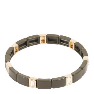 A&C Oslo Enamel Tiles Crystal Line armband emalj army green/guld/kristall