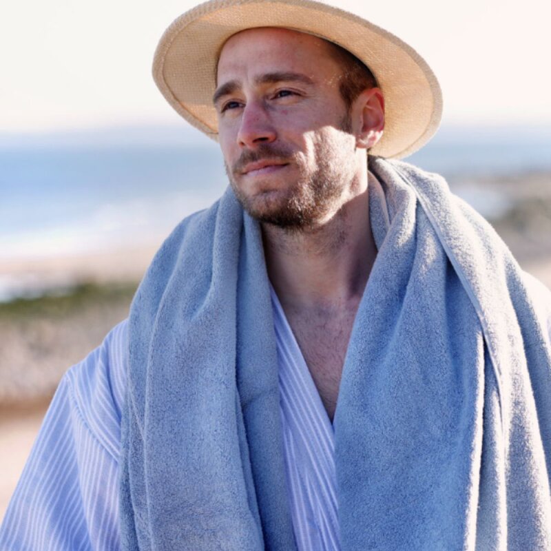 Home by Ilse Jacobsen Bath Collection badrock L/XL powder blue stripes