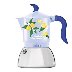 Bialetti Mercato Della Frutta espressokanna 2 koppar induktion ljusblå