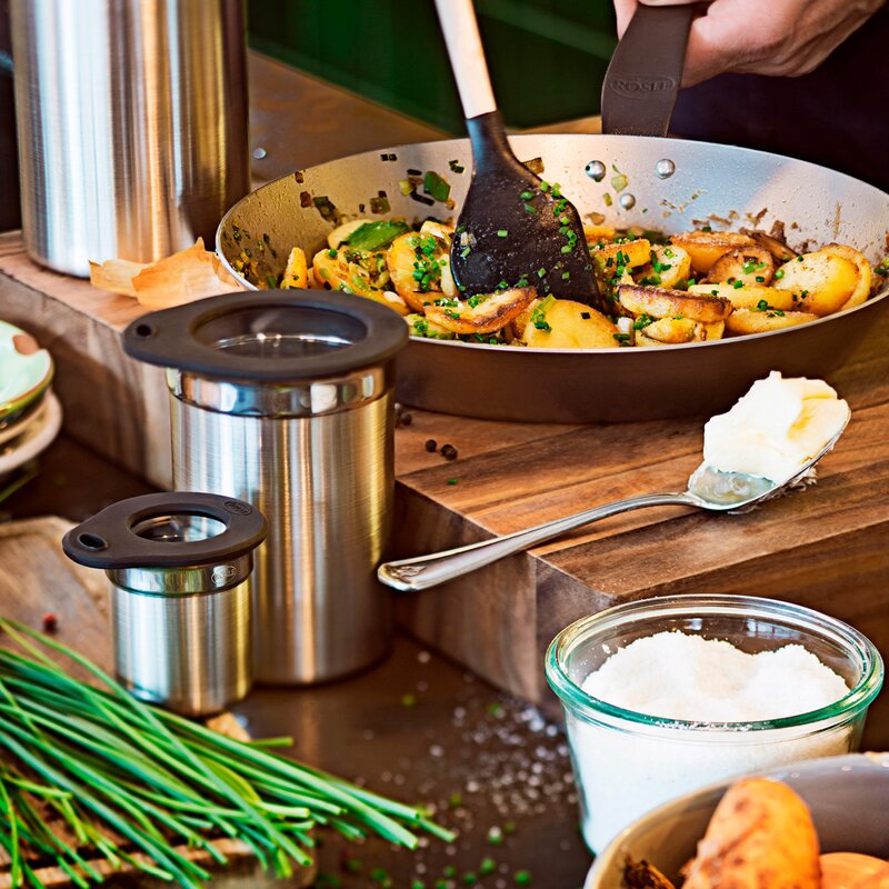 Rösle Förvaringsburk 1,5 L 10x20 cm stål/klar/svart