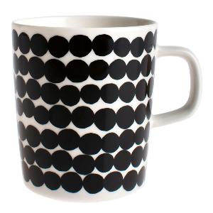 Marimekko Oiva Räsymatto mugg 25 cl vit/svart