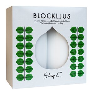 Stig L Berså blockljus 15 cm 2-pack vit