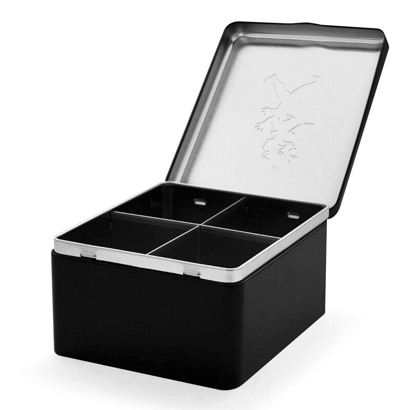 SOLSTICKAN Burk för tepåsar 4 fack Matt Svart