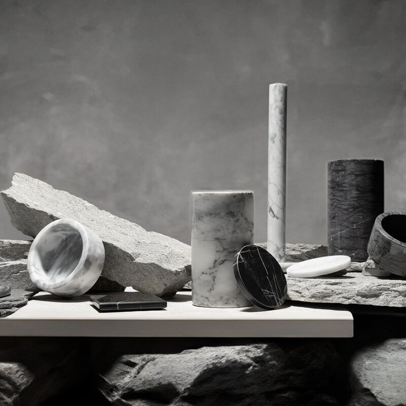 Stiernholm Marmor hushållspappershållare 32 cm vit