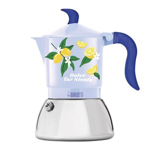 Bialetti Mercato Della Frutta espressokanna 4 koppar induktion ljusblå