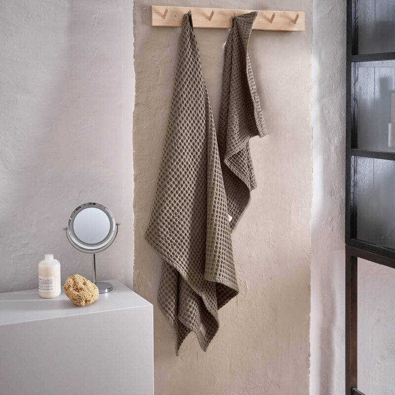 The Organic Company Big Waffle set med handduk och badlakan clay