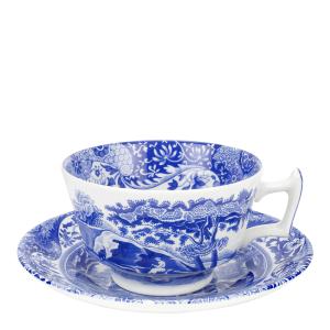 Spode Blue Italian tekopp med fat 20 cl blå/vit