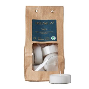 Edelweiss Stora värmeljus i plastkopp 8-pack stearin vit