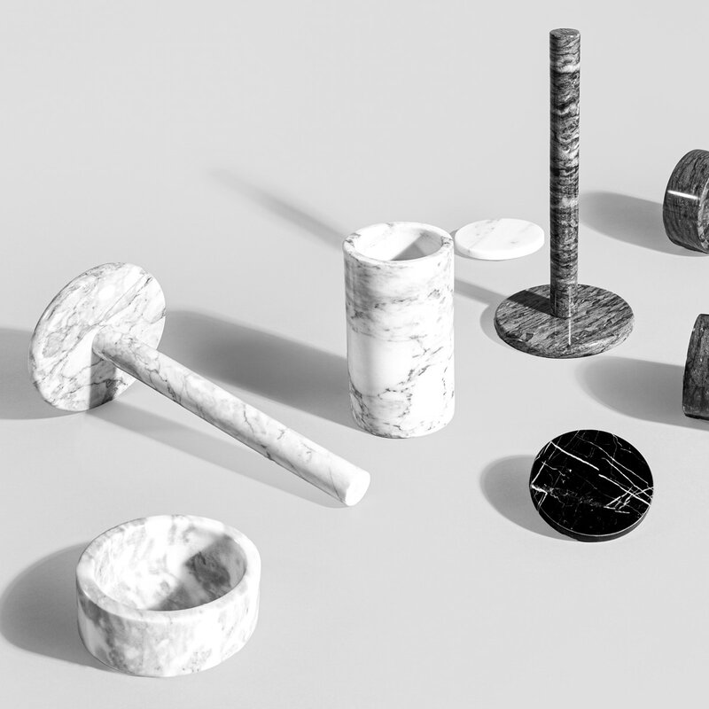 Stiernholm Marmor hushållspappershållare 32 cm vit