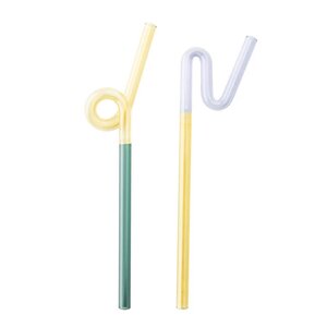 Tranquillo Rainbow sugrör i glas 19 cm 2-pack flerfärgade