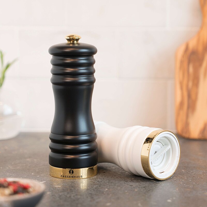 Zassenhaus München Kvarnset Salt och Peppar 15 cm Svart/Vit/Guld