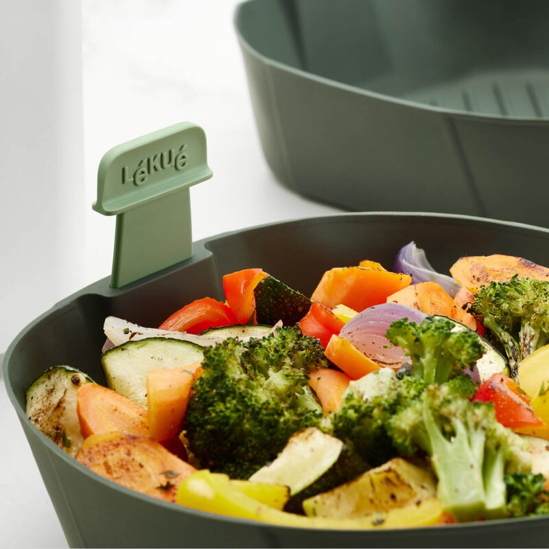 Lékué Silikonkorg L till airfryer 22x22 cm grå