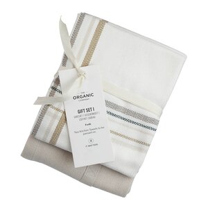 The Organic Company Set med kökshandduk 53x86 cm 2-pack earth check