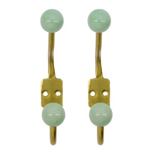House Doctor Ball väggkrok 13 cm 2-pack mässing/aqua
