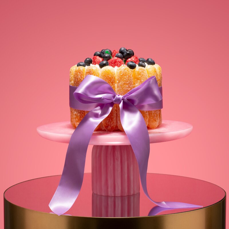 Vondels Summer Party tårtfat i resin 28 cm rosa