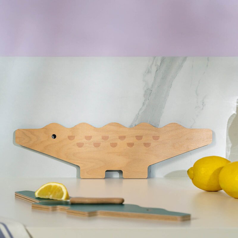 Muurla Fauna skärbräda/serveringsbricka Krokodil 44x12,5 cm grön