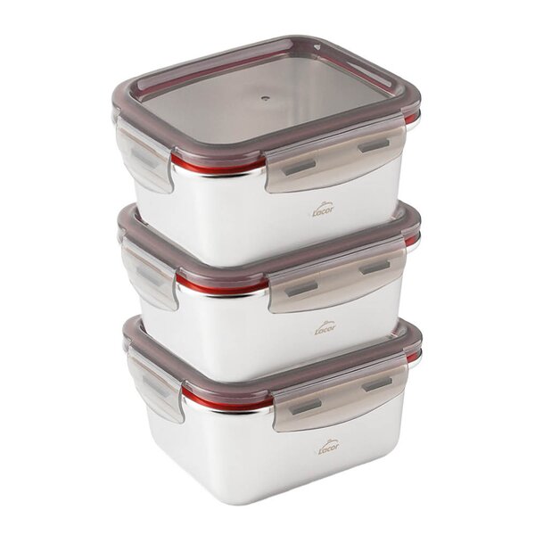 Lacor Matlådor i stål med tätt lock 3 st 0,26 L