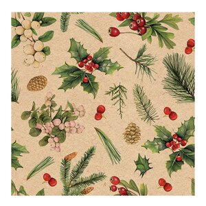 Ambiente Servett 33x33 cm 20-pack Winter Greenery natur