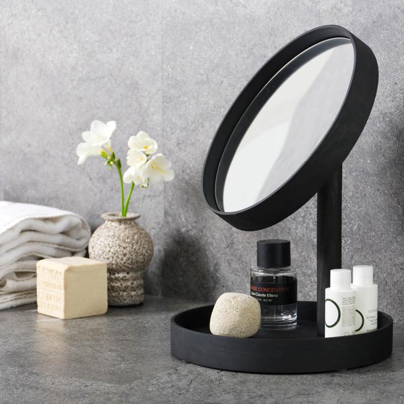 Wireworks Magnify Mirror Bordsspegel med bricka 25 cm Mörk Ek
