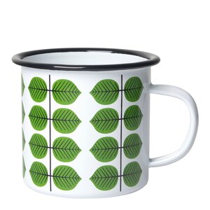 Pluto Berså emaljmugg 35 cl vit/grön