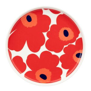 Marimekko Oiva Unikko tallrik 20 cm vit/röd/blå