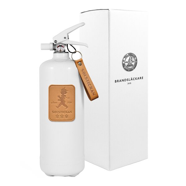 SOLSTICKAN Brandsläckare 2 kg Vit/Läder Ljusbrun