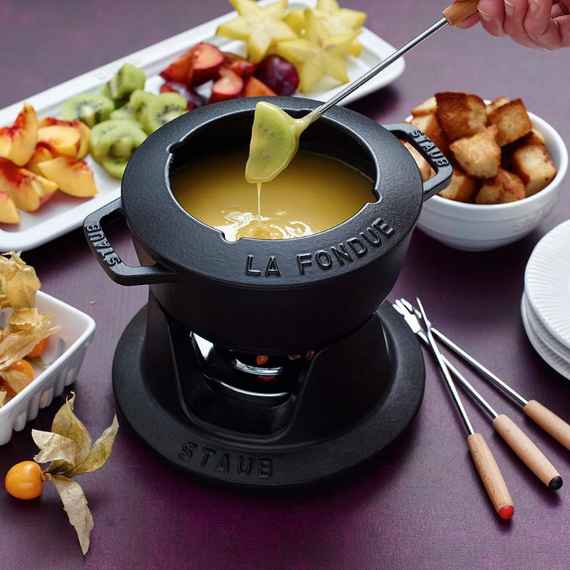 Staub Fondueset 1,1 L gjutjärn Svart