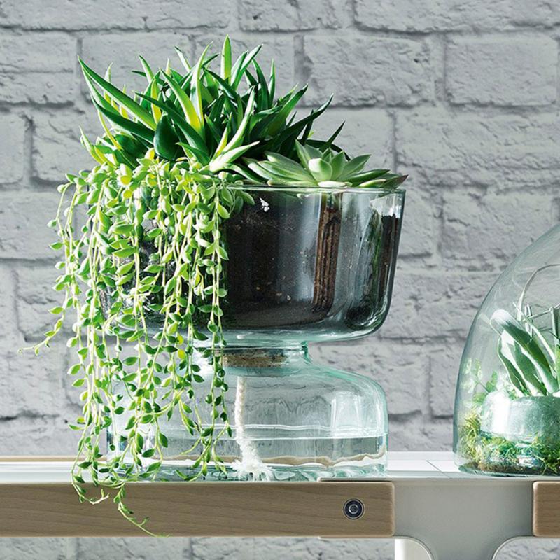 LSA International Lanterna In Vetro Stem - Altezza 26 Cm, Vaso Per Fiori Con Candela Inclusa, Soffiato A Bocca
