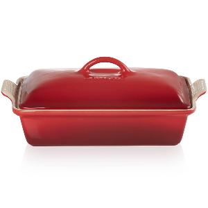 Le Creuset Heritage rektagulär fat m/lock cerise