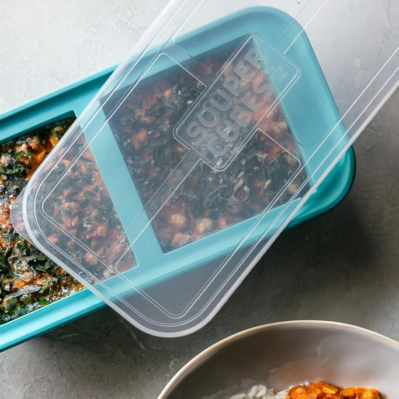 Souper Cubes Matförvaring och Lock Silikon 2-cup 2x500 ml 2-pack Blå