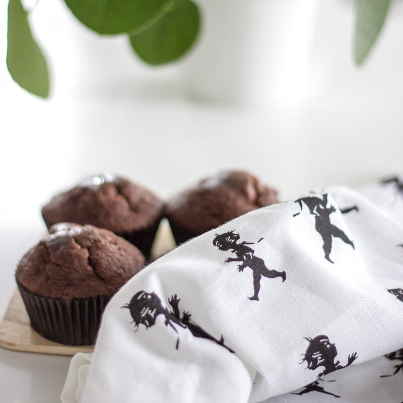 SOLSTICKAN Handduk Halvlinne 50x70 cm Vit/Svart