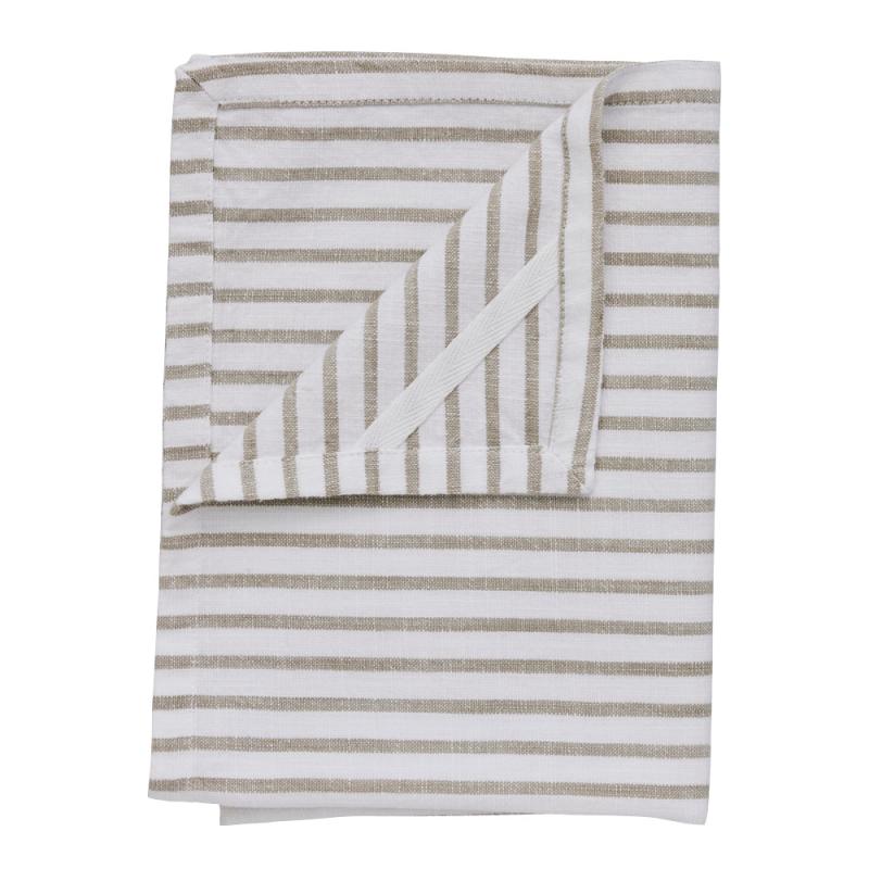 Lene Bjerre Olivia kökshandduk 70x50 cm smala ränder vit/sand